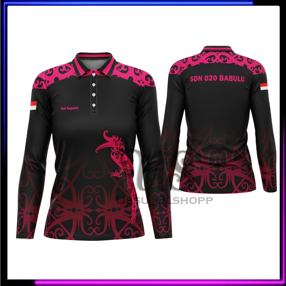 Baju Batik Dayak Kalimantan | Jersey Batik Dayak Motif Enggang | Seragam Batik Dayak Custom Nama/Sek