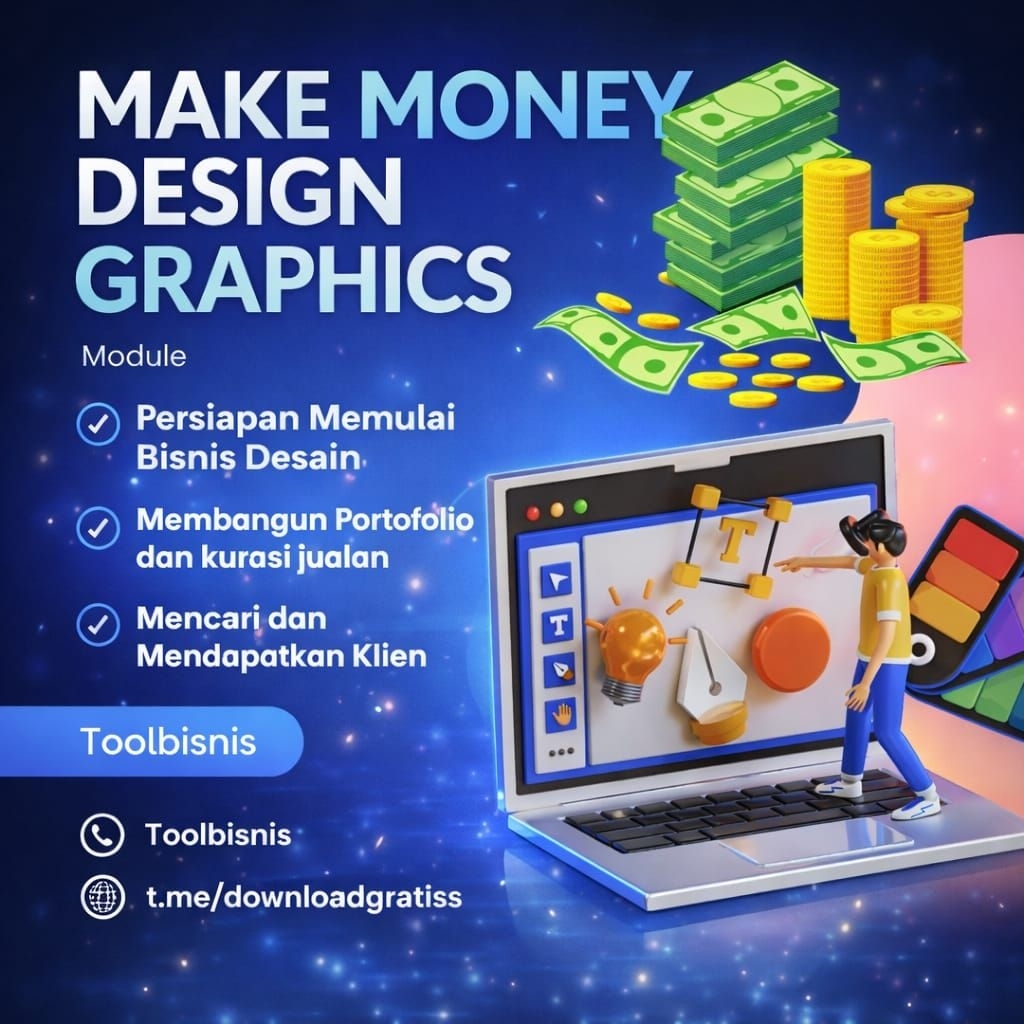 Ecourse Make Money Design Graphics PLR - Tutorial Menghasilkan Uang Dari Menjual Desain Tool Bisnis-