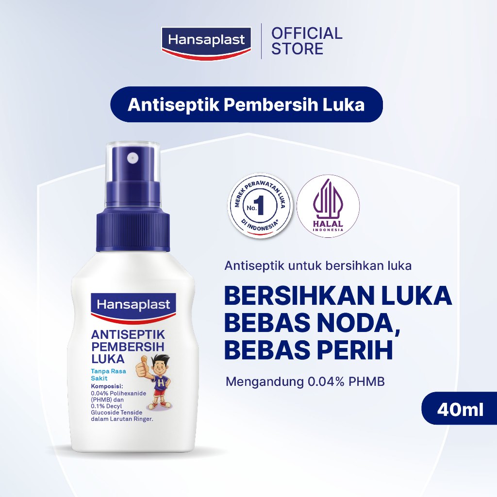 HANSAPLAST Antiseptik Pembersih Luka Spray 40ml P3K - 95% Tidak terasa perih