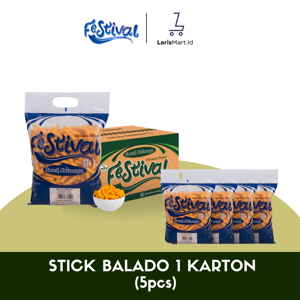 Snack Festival Stik Balado 1 Dus ( 5pcs)  - Cemilan Snack Rasa Balado
