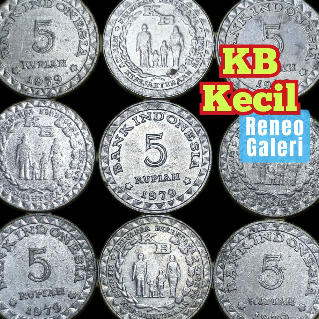 5 Rupiah KB kecil Tahun 1979 asli Uang koin Kuno logam Indonesia keluarga berencana VF cuci original
