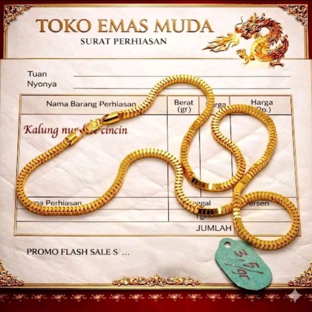 KALUNG RANTAI MILANO PERHIASAN WANITA BERLAPIS EMAS MUDA FREE SURAT NOTA DARI TOKO TERLARIS