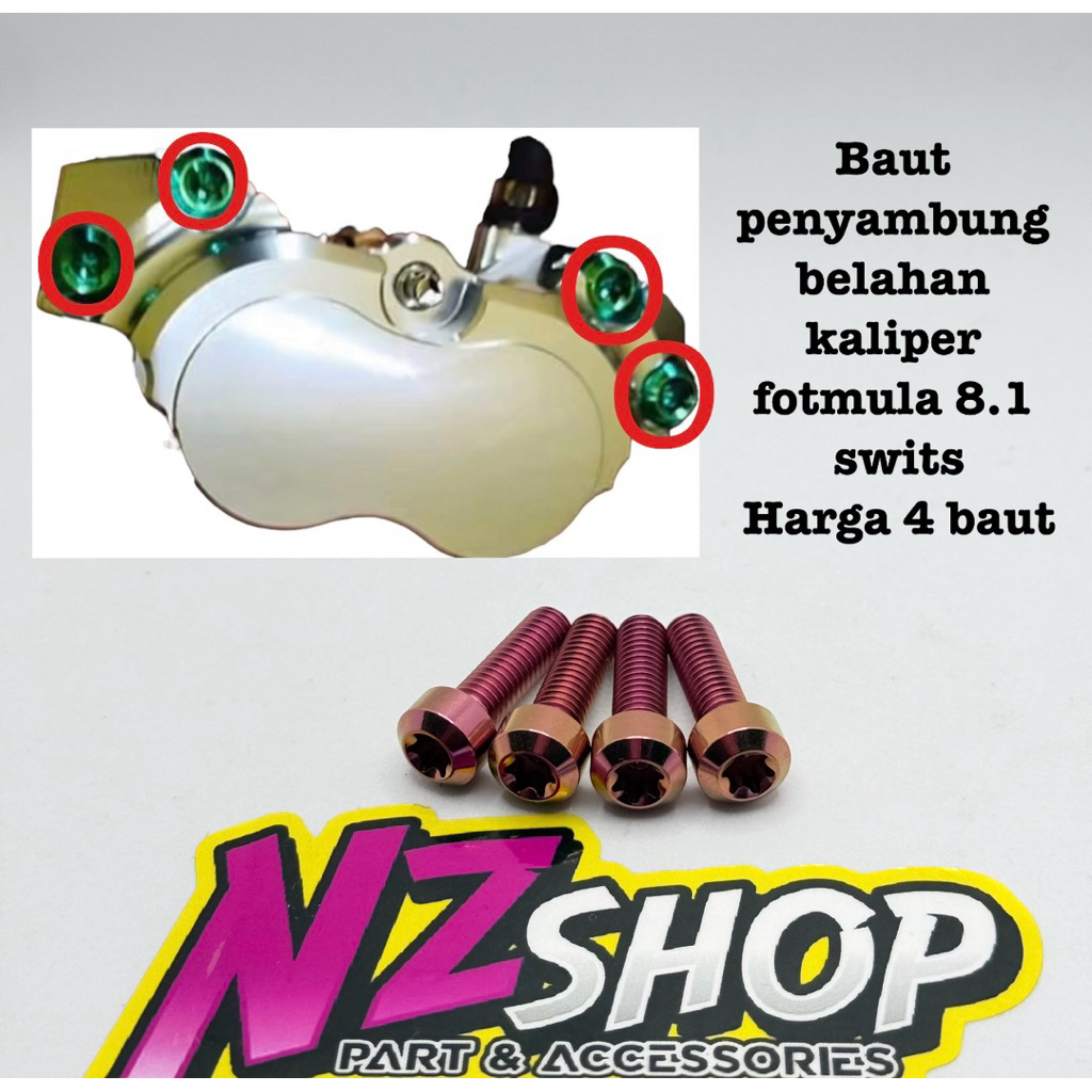 baut titanium set penyambung belahan kaliper formula 8.1 swits traction harga 4 baut