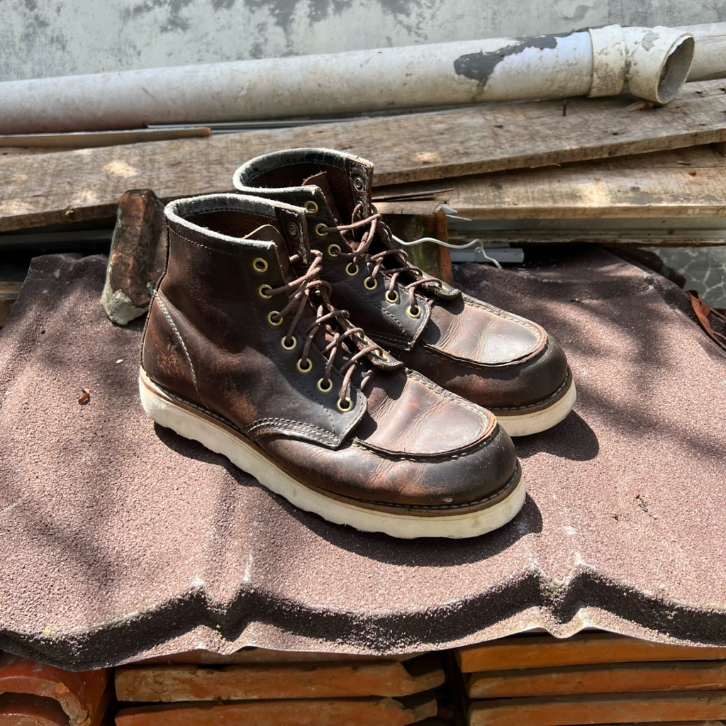 Hawkins Leather Dark Brown Moctoe Boots Size 42.5