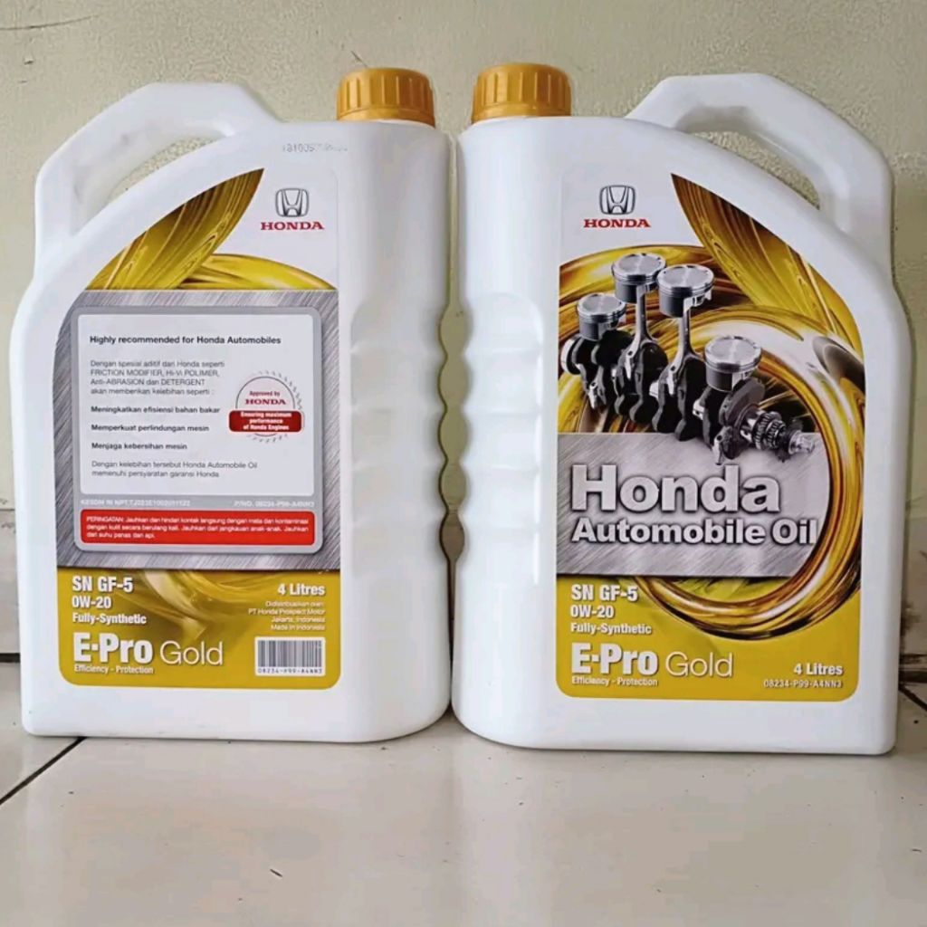 Oli Mesin Mobil Honda E-Pro Gold 0W-20 4 Liter - Fully Synthetic, Kompatibel untuk Semua Mobil Honda
