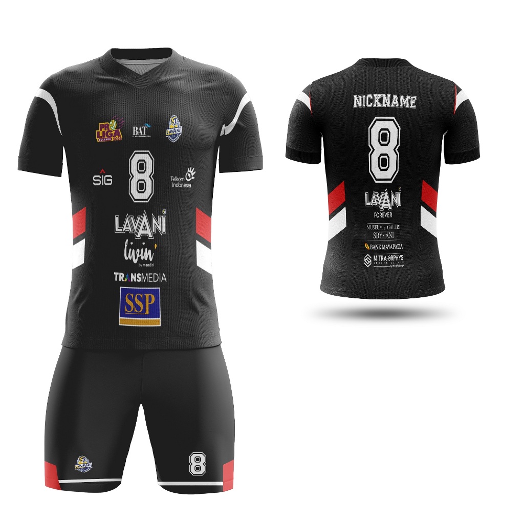 Baju Kaos Jersey Pria Voli Olahraga Volley ProLiga Lavani 2026 HITAM Dewasa Custom Full Print Free N
