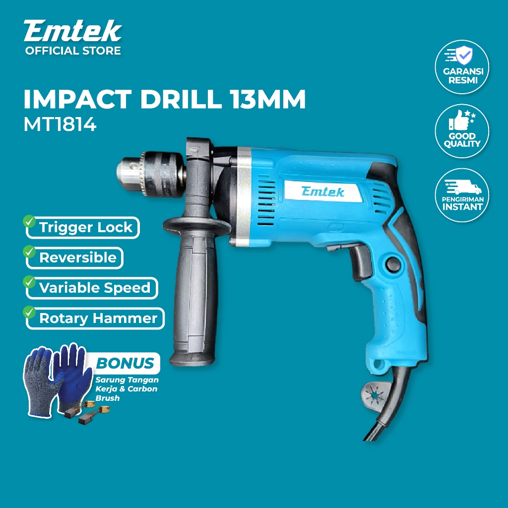 EMTEK Bor Tembok Impact Drill 13mm Reversible