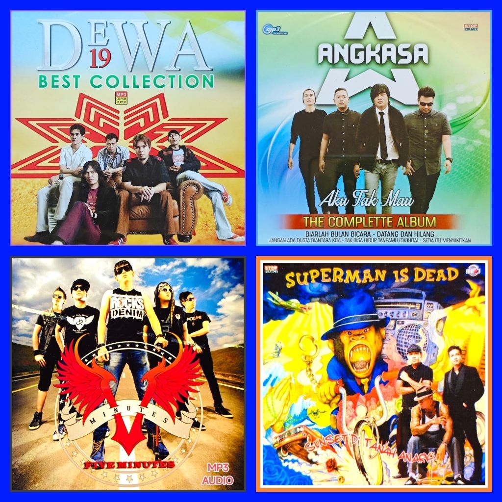 Kaset MP3 Audio Lagu Pop Dewa 19 - Angkasa - Five Minutes - Superman Is Dead SID Album Pilihan Terla