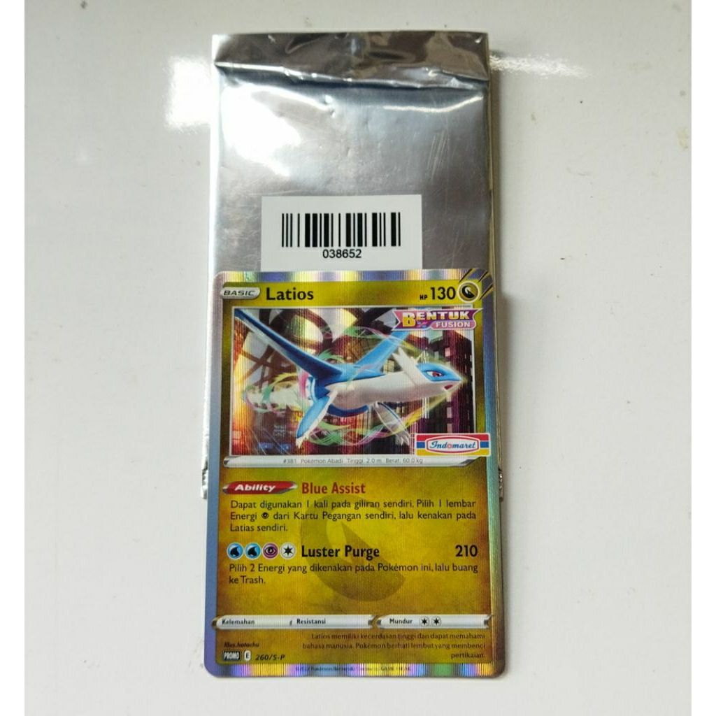 latios holo foil promo indomaret tcg kartu pokemon indonesia