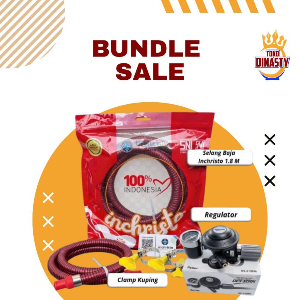 Paket Aman Stabil Selang Baja Inchristo + Regulator Destar