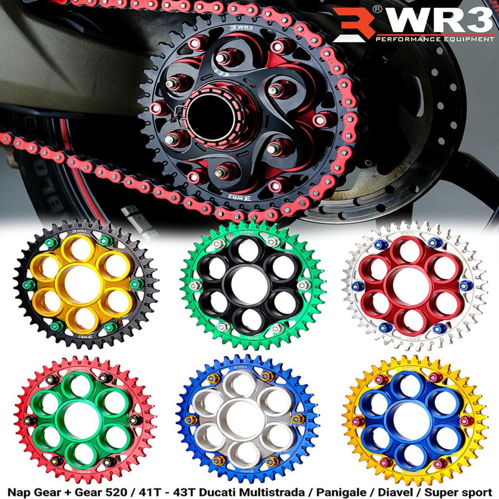 Paketan Gear Gir Belakang Nap Gear Mur Gear Baut Gear WR3 520 - 39T 40T 41T Ducati Diavel Multistrad