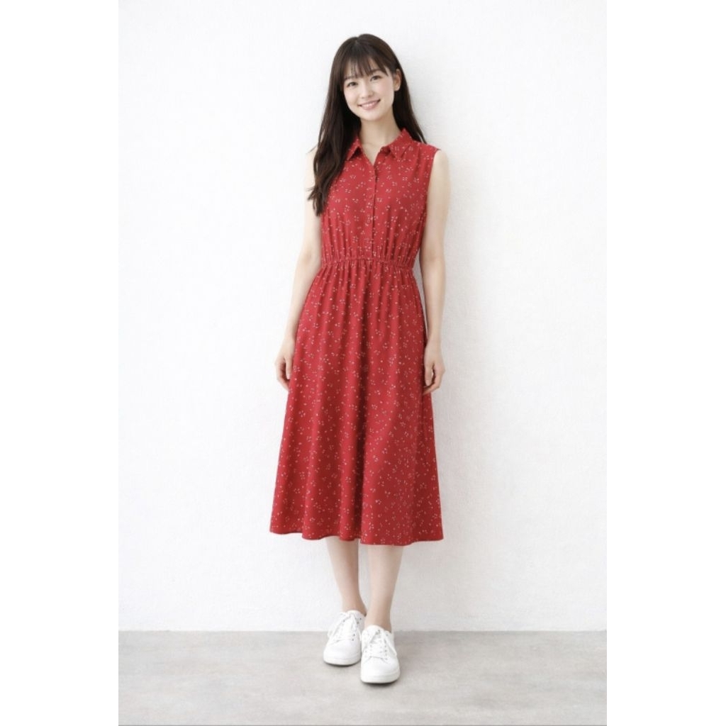 Dress AMAZON ESSENTIAL Rayon Pattern Red (M)