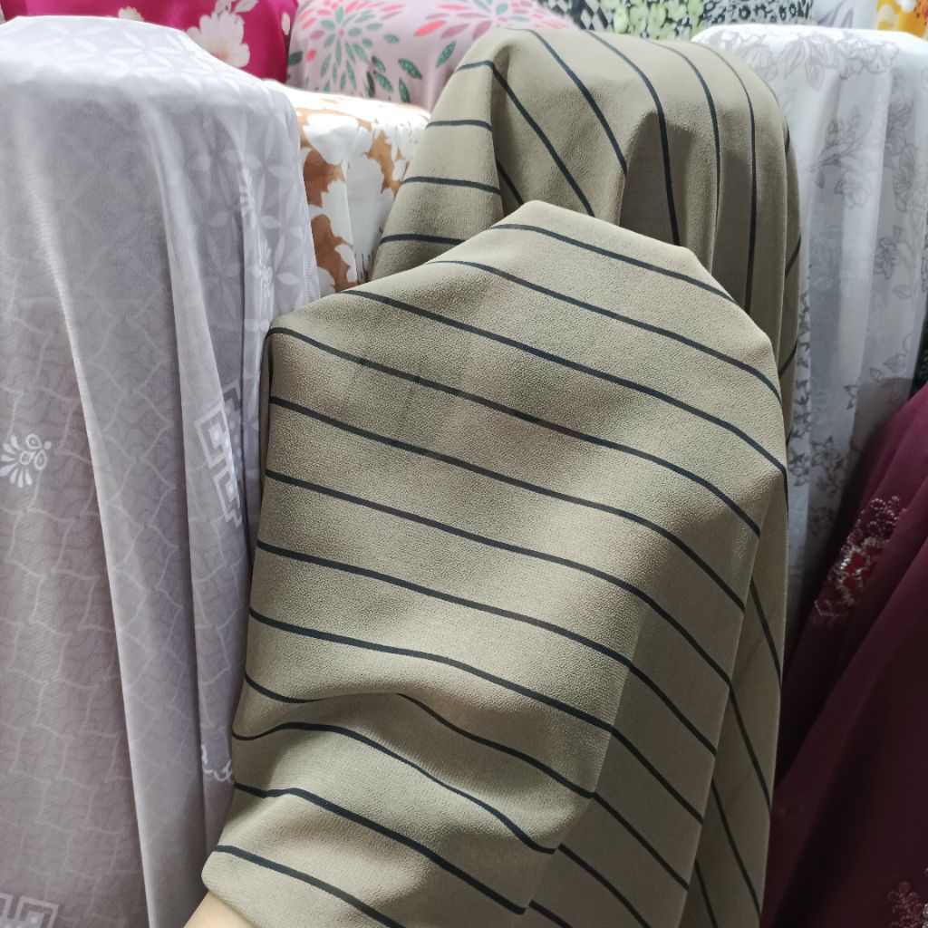 Kain siffon ceruty motif premium - kain ceruty babydoll - kain ceruti baby doll motif salur - ans