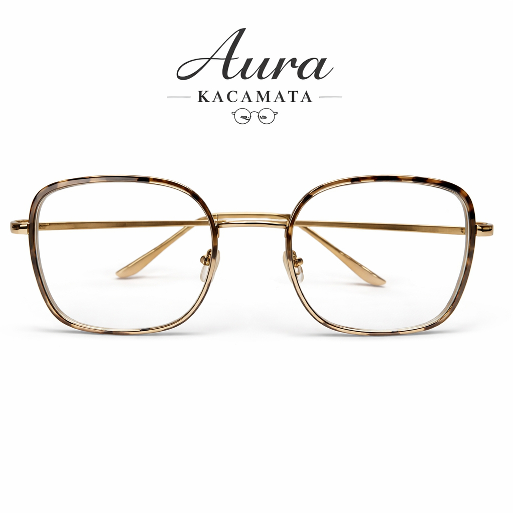 Aura Kacamata Frame Kotak Besar Leopard kacamata antiradiasi kacamata Fashion