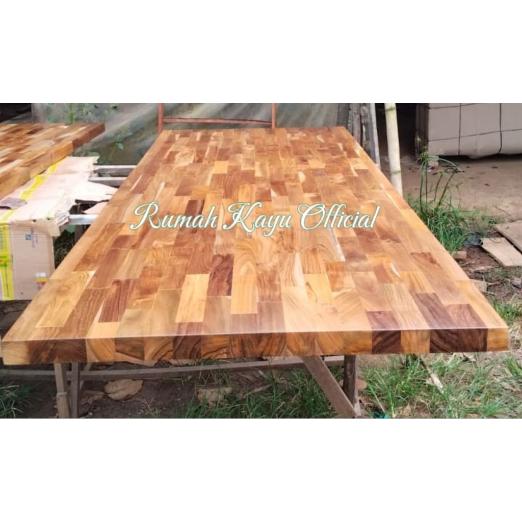 PAPAN MEJA LAMINASI KAYU JATI / TOP TABLE KAYU JATI LAMINASI