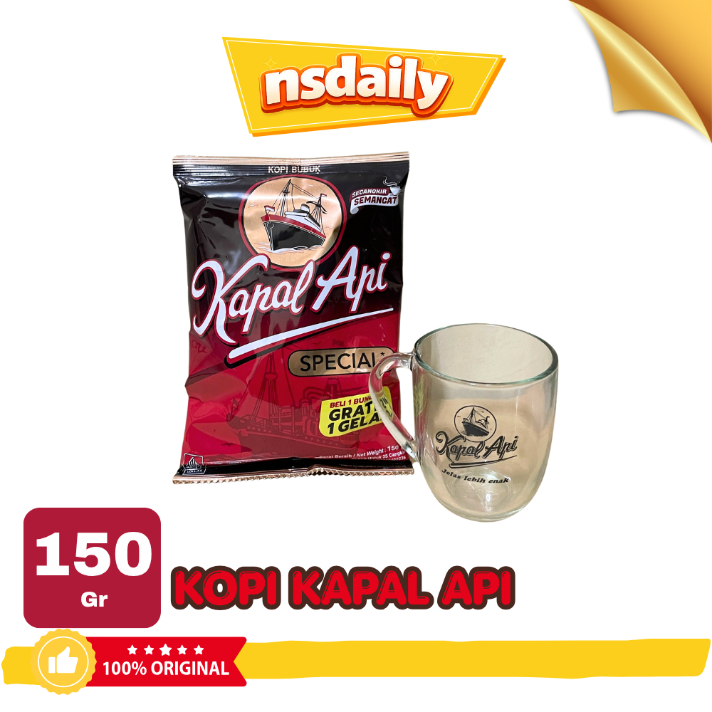 Kopi Bubuk Kapal Api 150Gr GRATIS GELAS