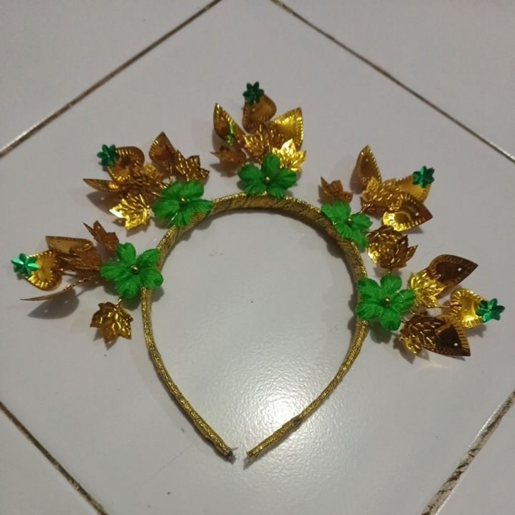 Bando bunga hijau daun emas