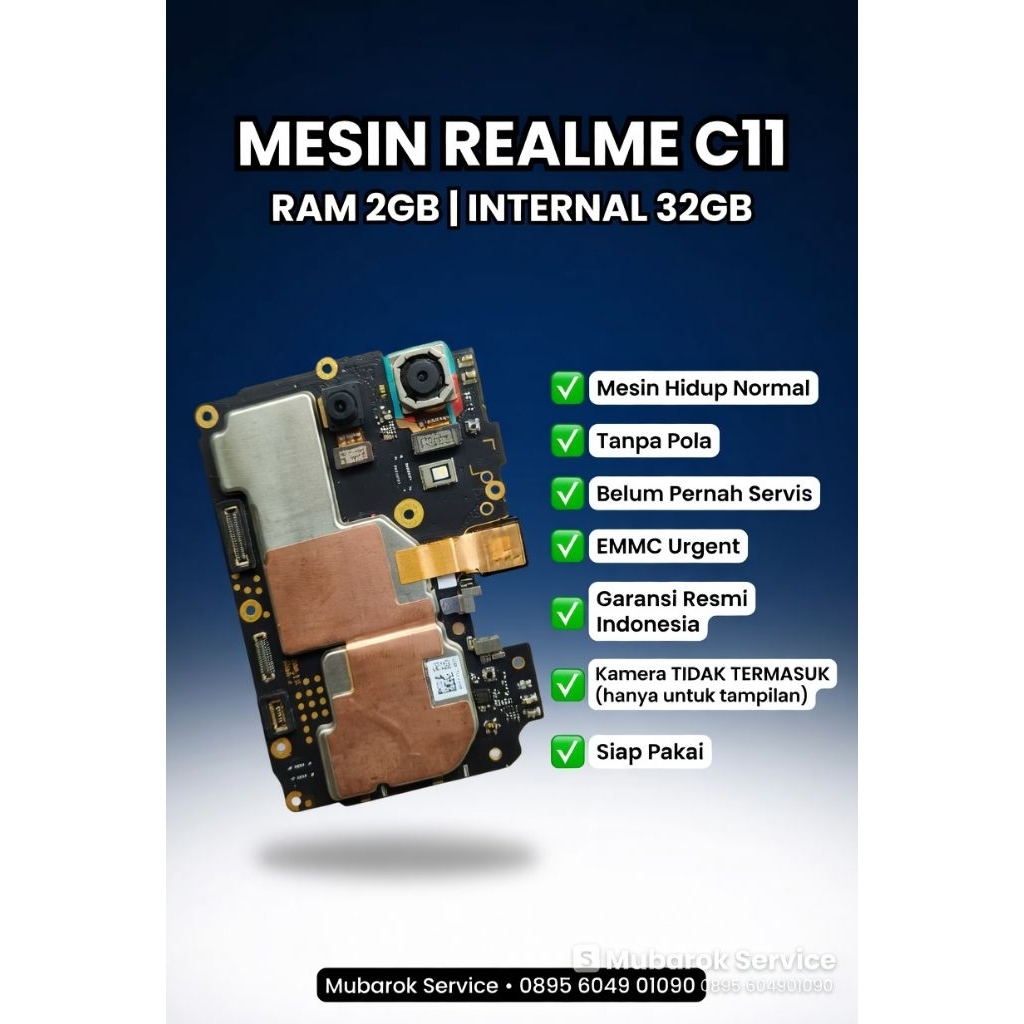 MESIN REALME C11 RAM 2GB INTERNAL 32GB MOTHERBOARD ORIGINAL HIDUP NORMAL TANPA POLA EMMC URGENT GARA