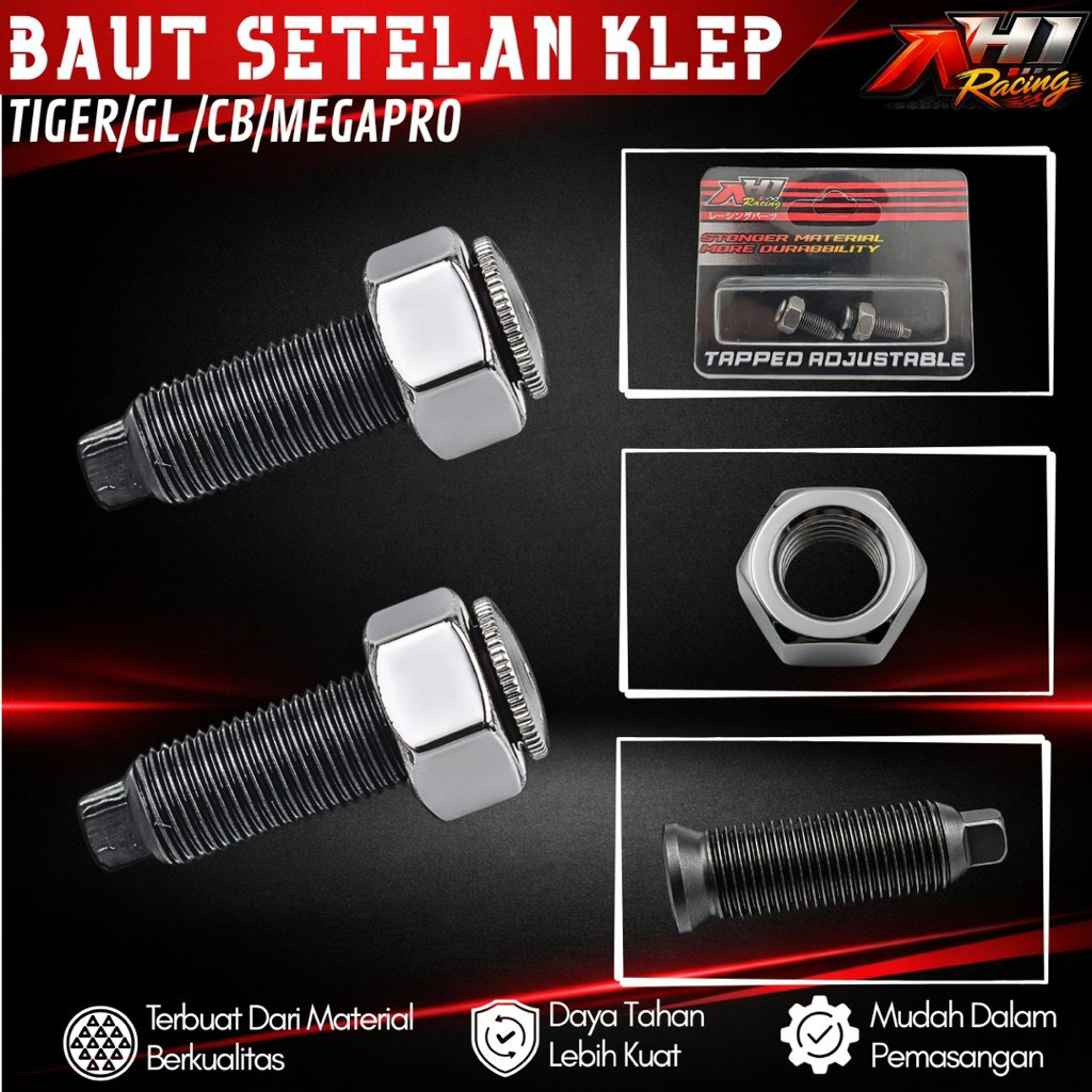 Baut Setelan Klep AH1 Racing Tiger GL CB Megapro Universal untuk Noken As Racing Original