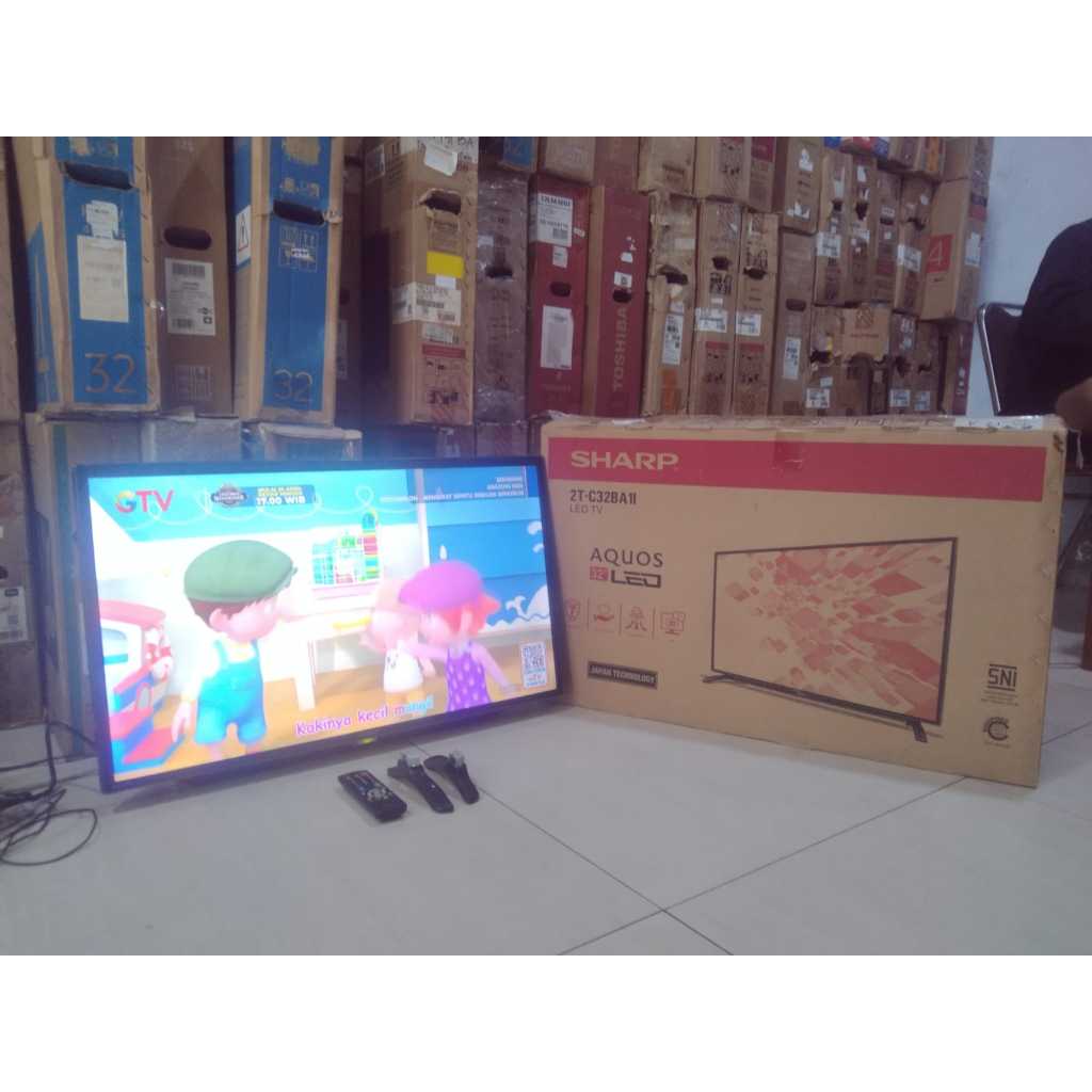 TV LED SHARP ANALOG 32 INC HD KONDISI BEKAS MASIH SEGEL (7595R)