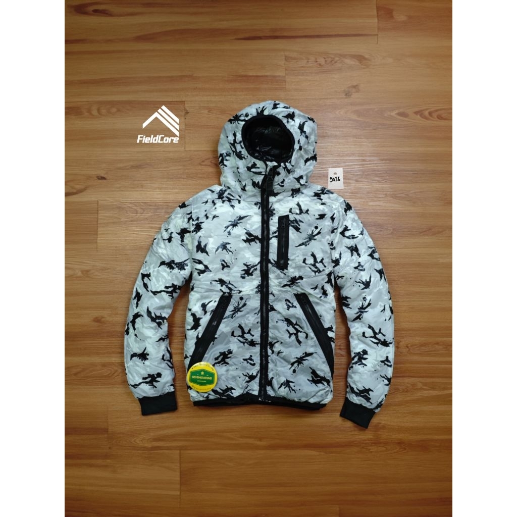 fieldcore casual puffer grey camo jacket