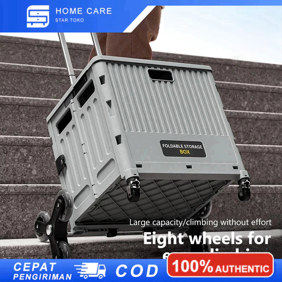 produk ready Penyimpanan Troli Belanja Keranjang Lipat Sedang dan Besar Mudah untuk Membawa Roda Ker