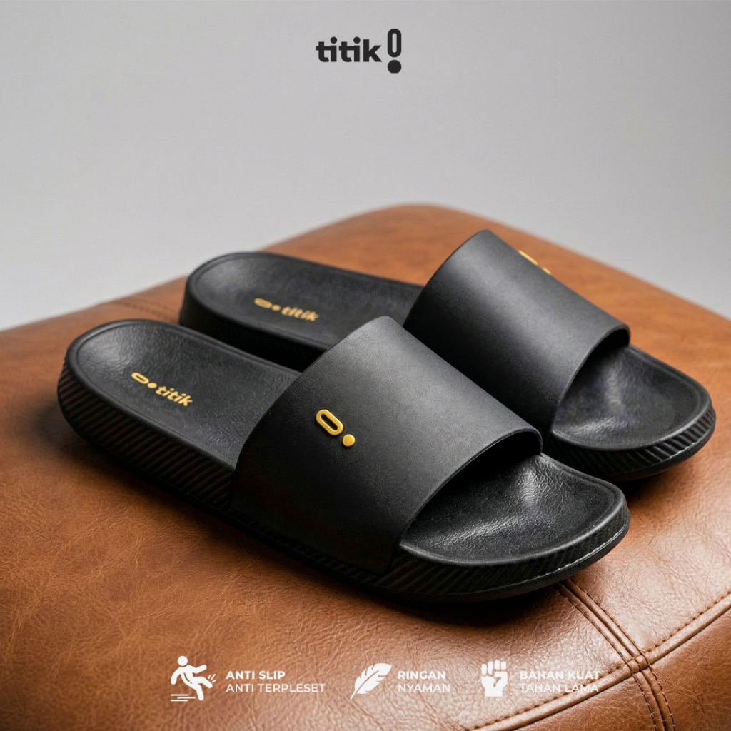 Titik - Sandal Pria Slip On Simple Sandal Slide Cowo Ringan Nyaman Sendal Selop Laki Laki Anti Slip 