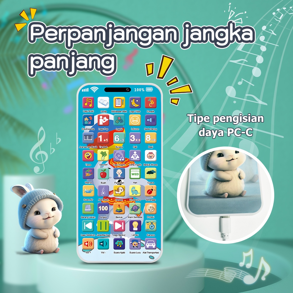 {COD}Pintar Ponsel Mainan 45 Tombol Mainan Belajar Musik Lampu Cahaya Dan Suara Lucu Menarik Perhati