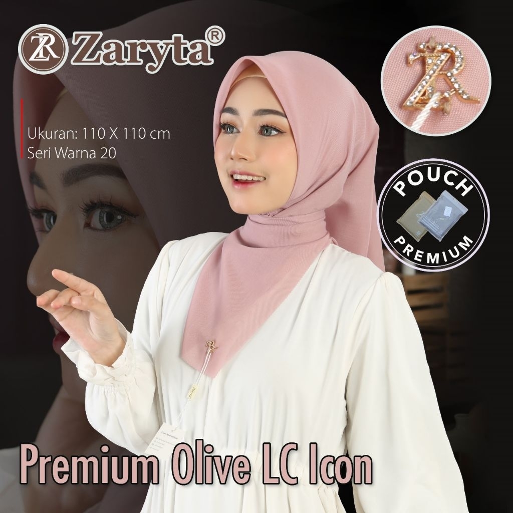 Hijab Zaryta Premium Olive /Zaryta Polos /Hijab Zaryta Polos /Zaryta 110×110cm