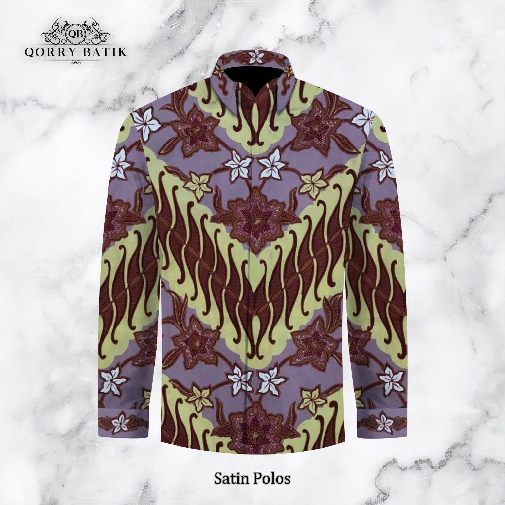 KAIN KEMEJA BATIK TULIS SATIN POLOS motif PARANG warna LILAC