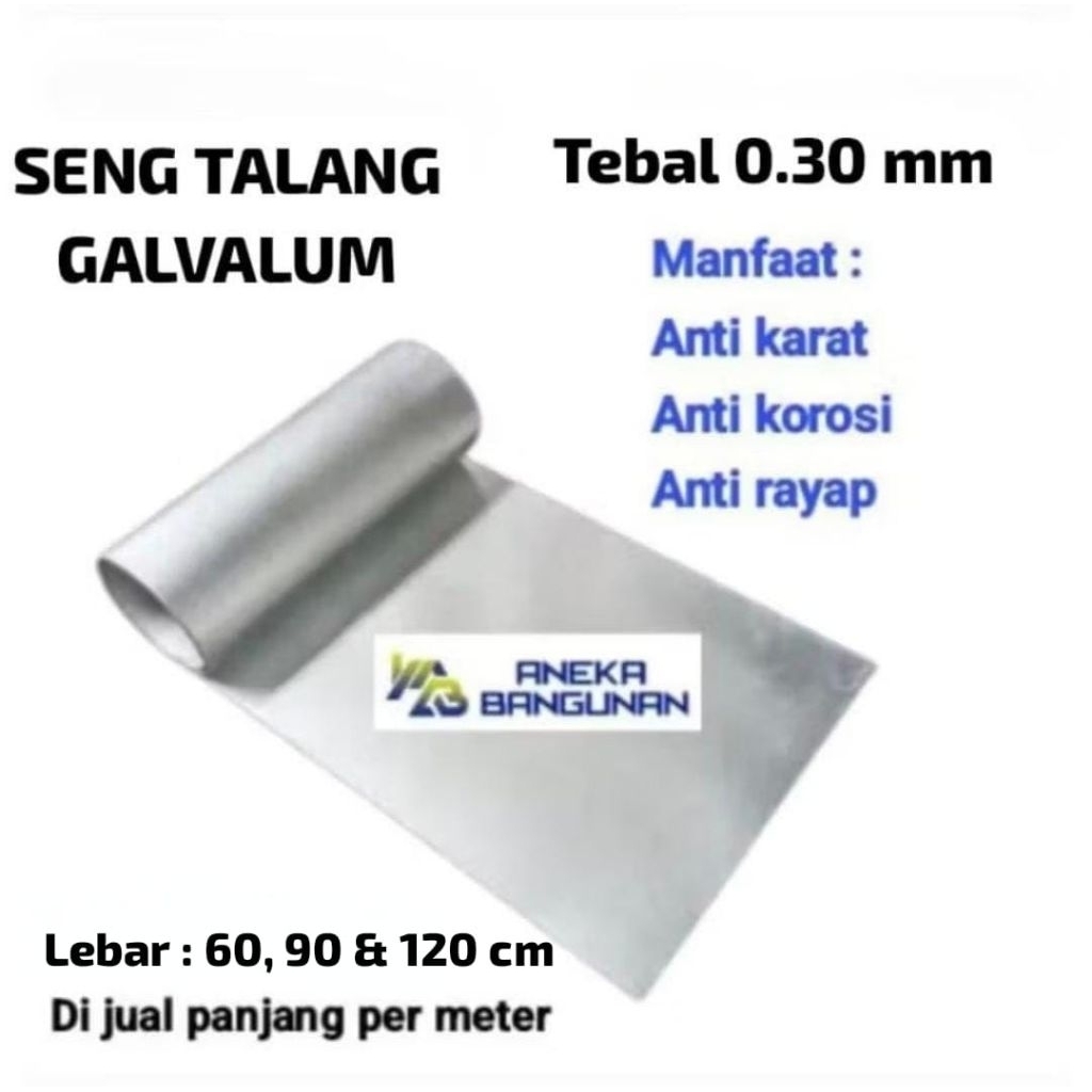 Seng Talang Galvalum Tebal 0.30 mm Anti Karat (meteran)