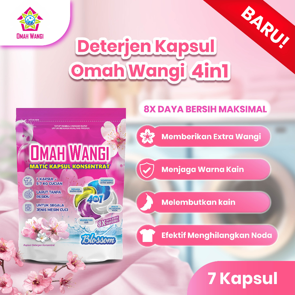 Deterjen Kapsul Omah Wangi Isi 7 Laundry Pods Praktis Sabun Cuci Baju Anti Noda
