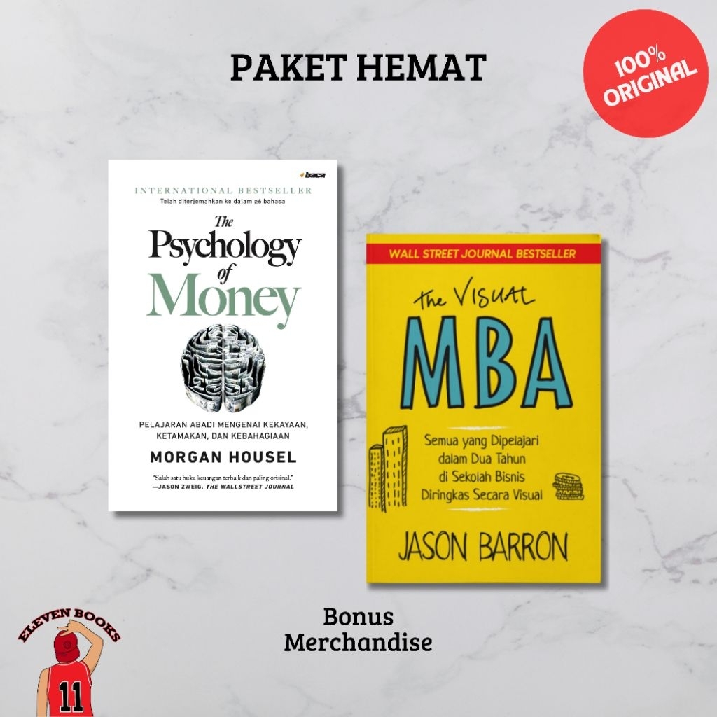 Eleven Books Paket Hemat Buku Terjemahan Soft cover The Psychology of Money& The Visual MBA
