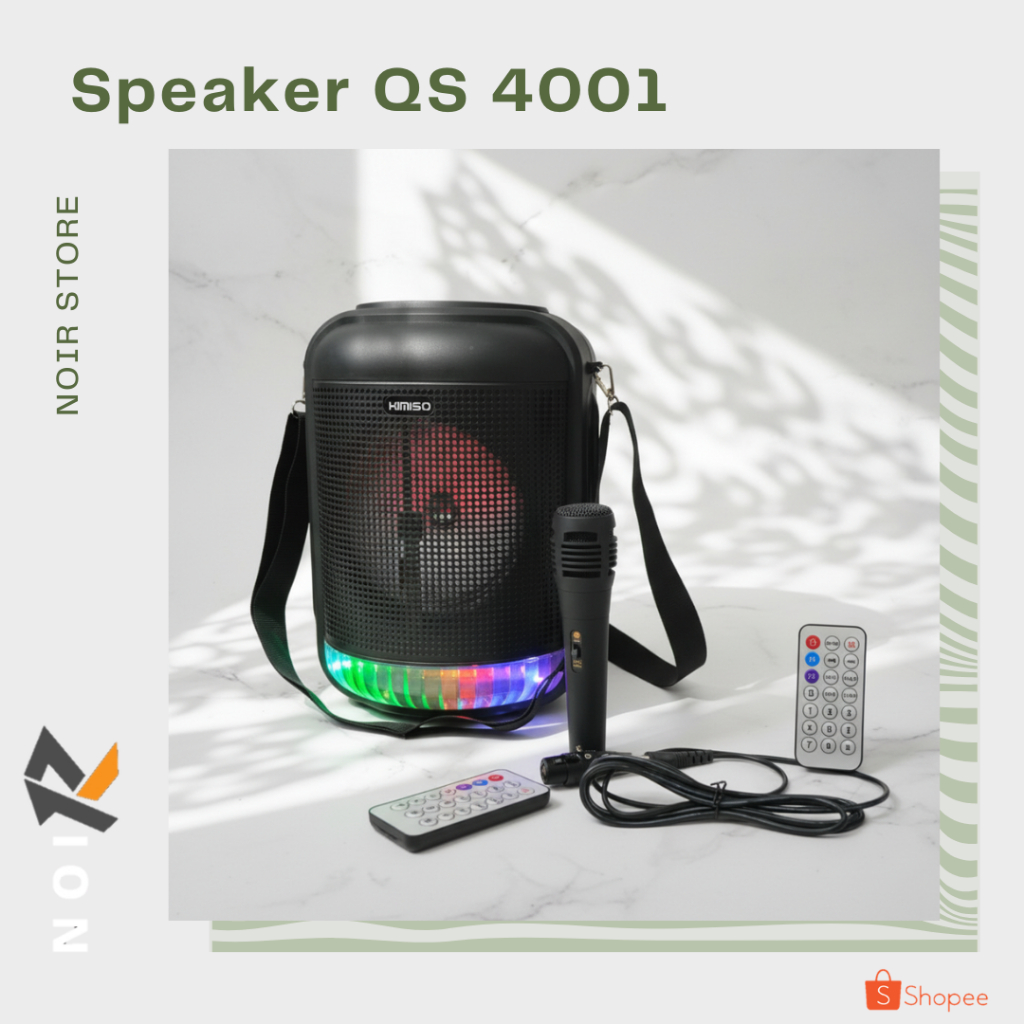 NOIR Speaker Bluetooth QS 4001 Ukuran 8" Free Mic & Remote