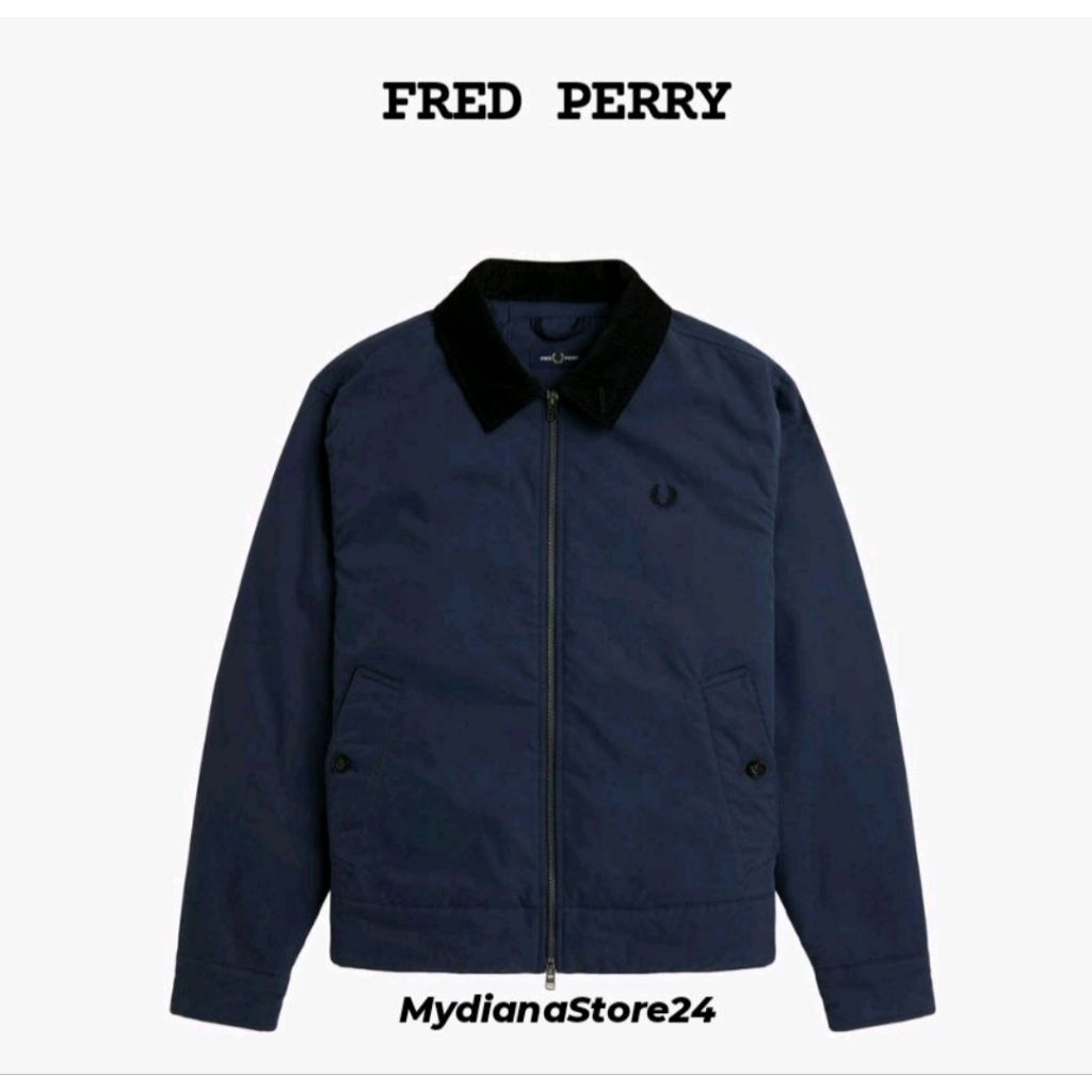 FRED PERRY - FRED PERRY COTTON CABAN JACKET - DARK AIRFORCE