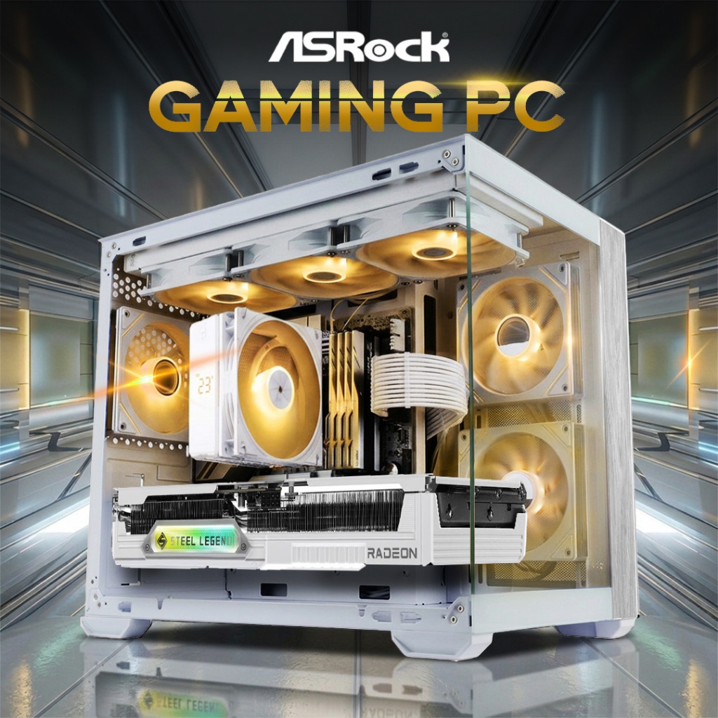 ASROCK GAMING PC RYZEN 7 5700X RX 9060 XT 16G/ 8GB 256GB RAKITAN PC GAMING WHITE EDITION