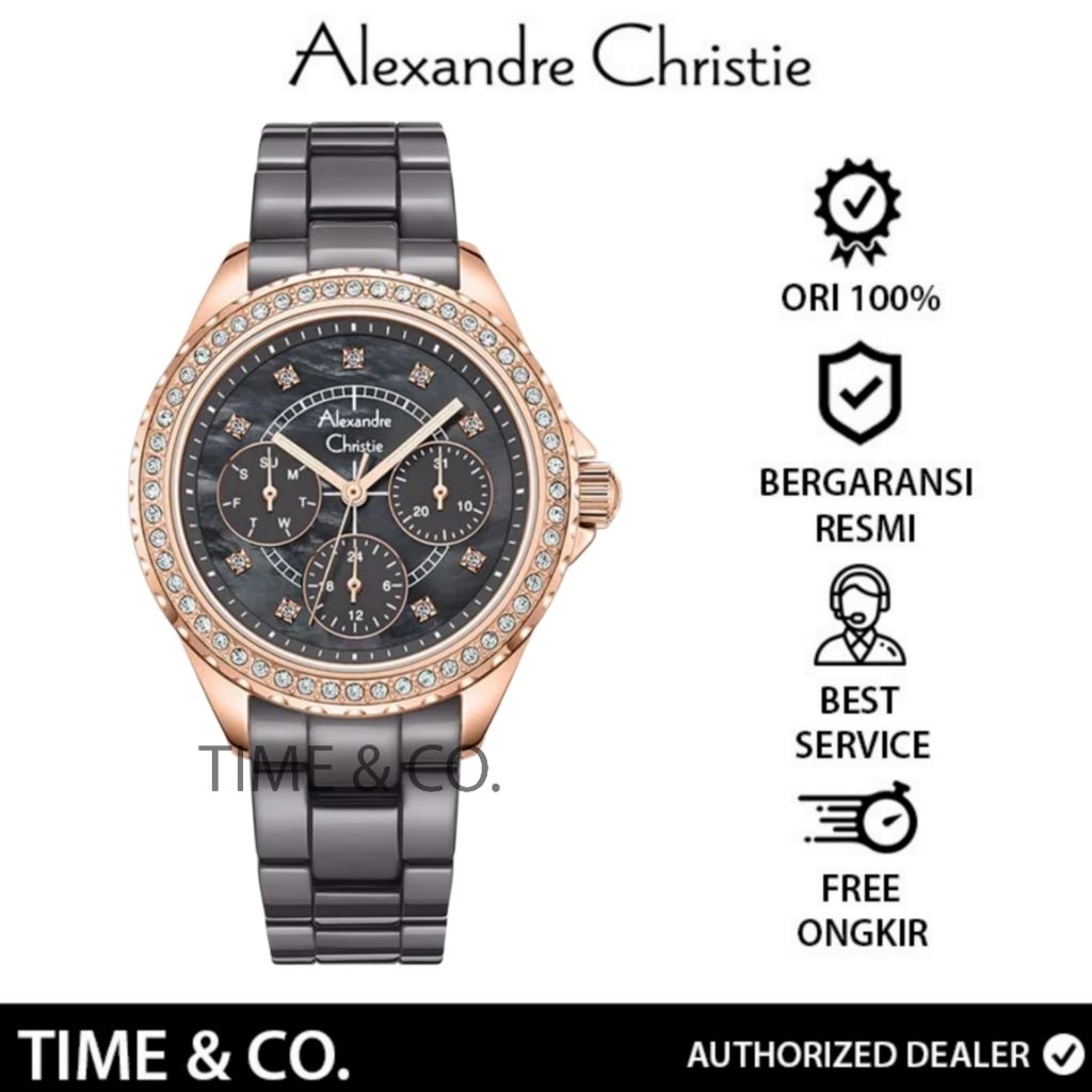 Jam Tangan Wanita Alexandre Christie AC 2B16 BFBRGMR AC2B16 Original Ceramic Strap