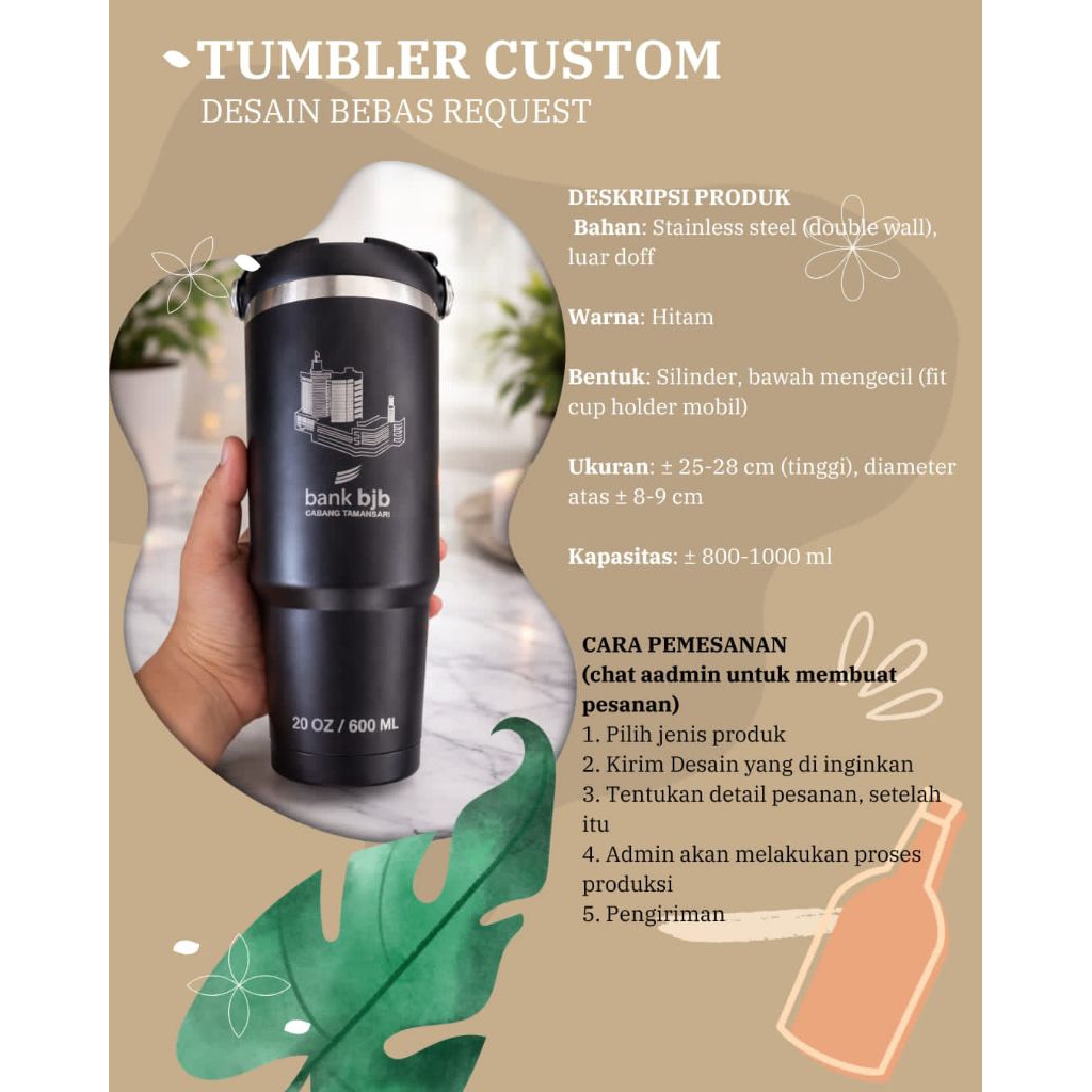 Tumbler Ember,Tumbler / vacuum flask (model besar),custom
