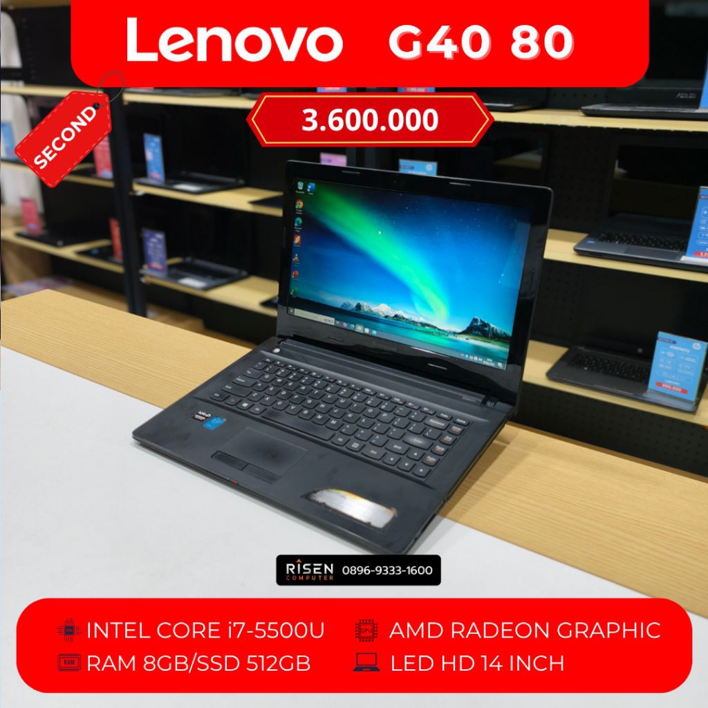 LENOVO G40-80 Intel Core i7-5500U 8GB SSD 512GB 14inch AMD Radeon R5 Laptop i7 gen5 Notebook Seken B