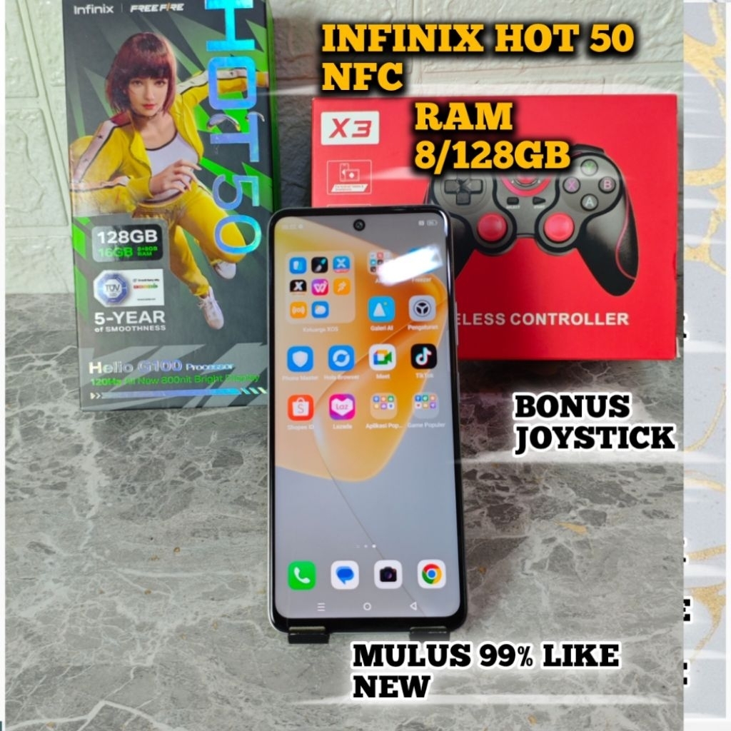 Infinix Hot 50 NFC 8 128GB Second Like New Bonus Joystick HP Gaming NFC