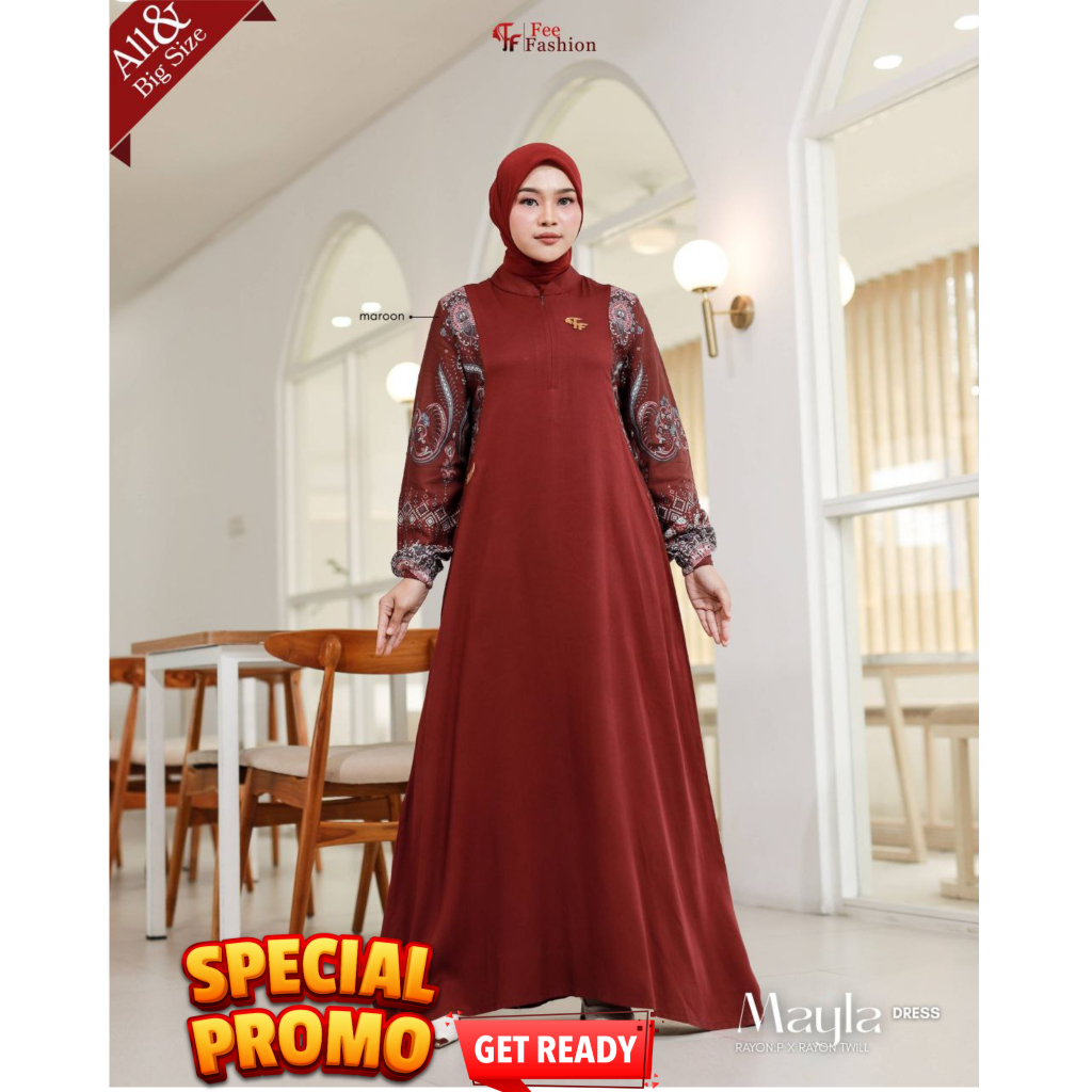 MAYLA DRESS & MIDI BY FEE FASHION - NARUMI DRESS - FEE FASHION - BAHAN RAYON PREMIUM - GAMIS TERBARU