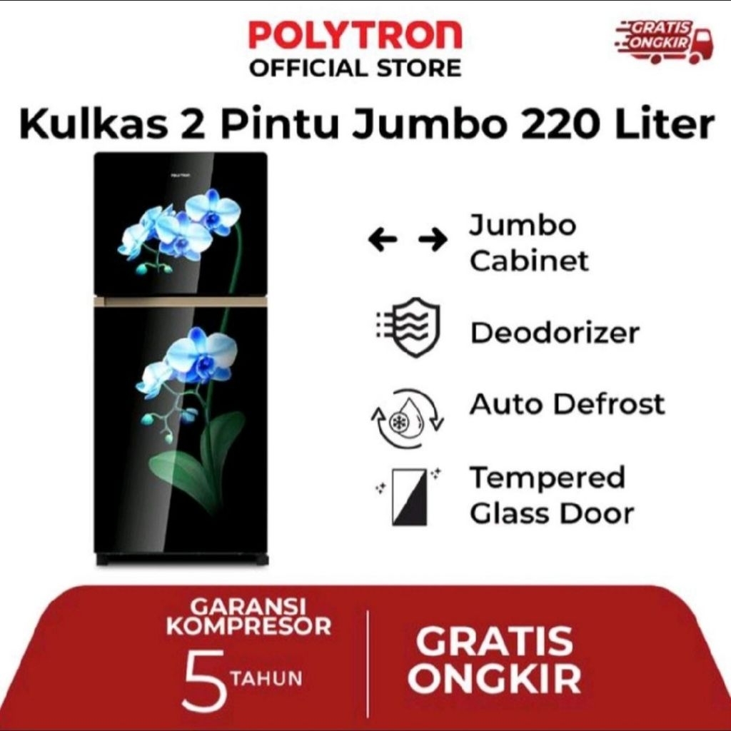 KULKAS POLYTRON 2PINTU PRM23MO BELLEZA JUMBO KULKAS POLYTRON 2 PINTU PRM230MO