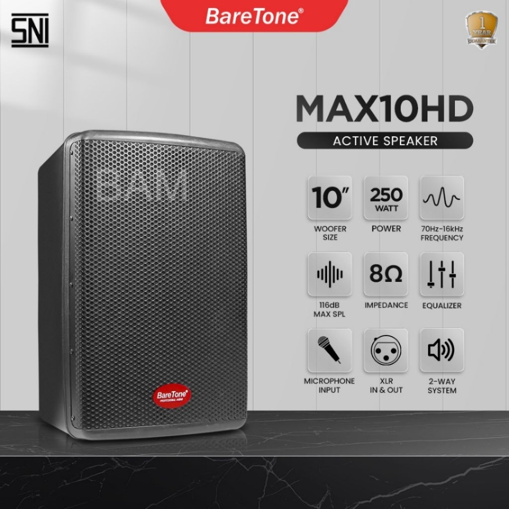 SPEAKER AKTIF BARETONE MAX10HD 10 INC / 2 PCS (1 SET) ORIGINAL