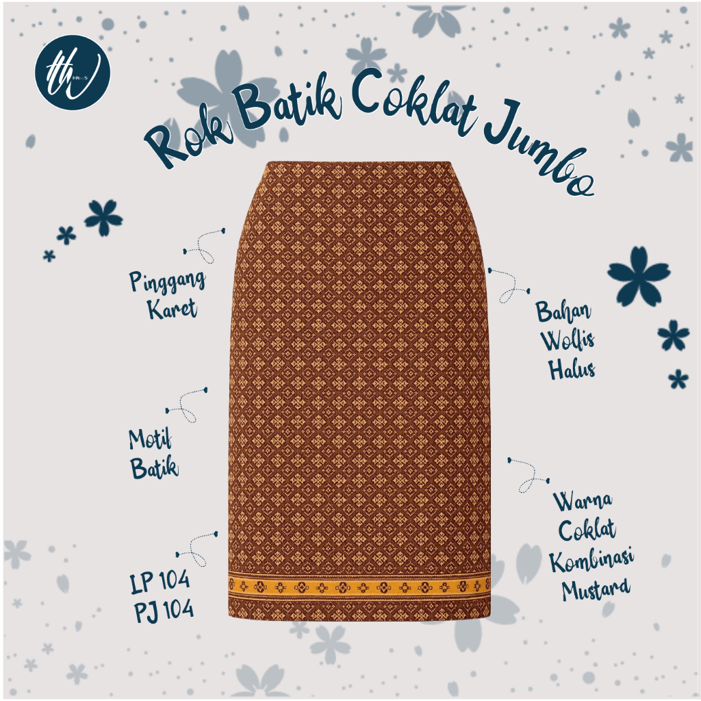 Rok Batik Coklat Jumbo Preloved | Rok Motif Batik Pinggang Karet Jumbo