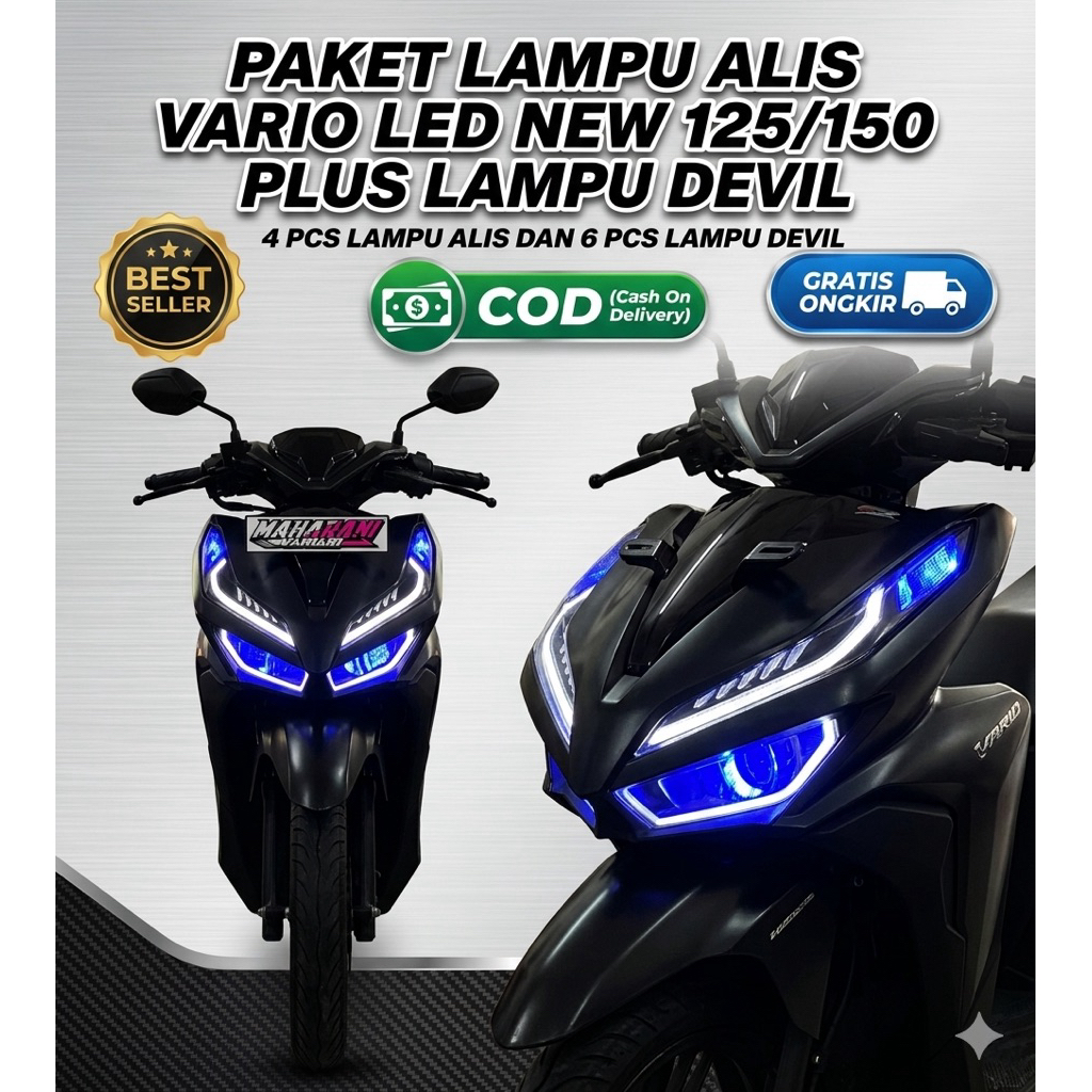 promo paket lampu alis new vario 125 150 set dobel lampu alis san devil sein tinggal pasang