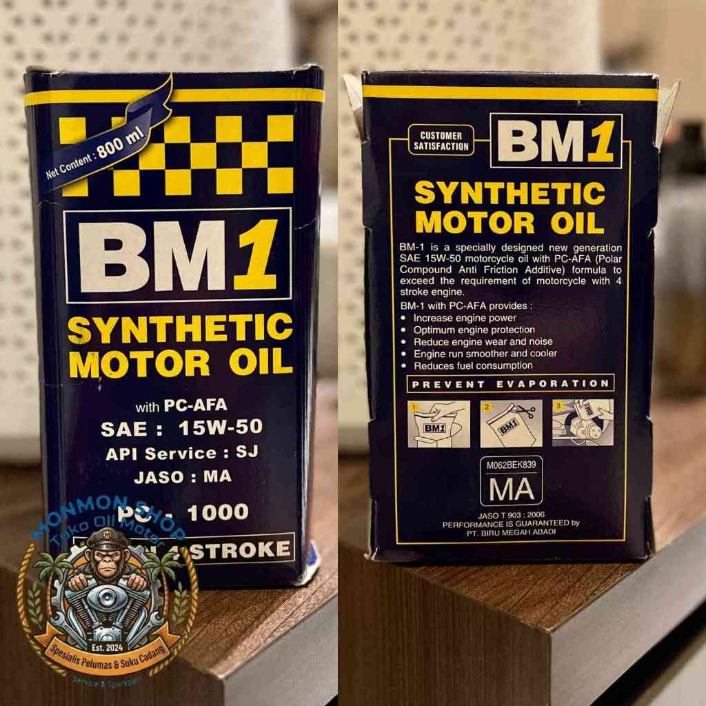 Oli Bm1 PC-1000 sae 15w50 Syn 4 Stroke 800ml Motor Bebek 4T BM 1