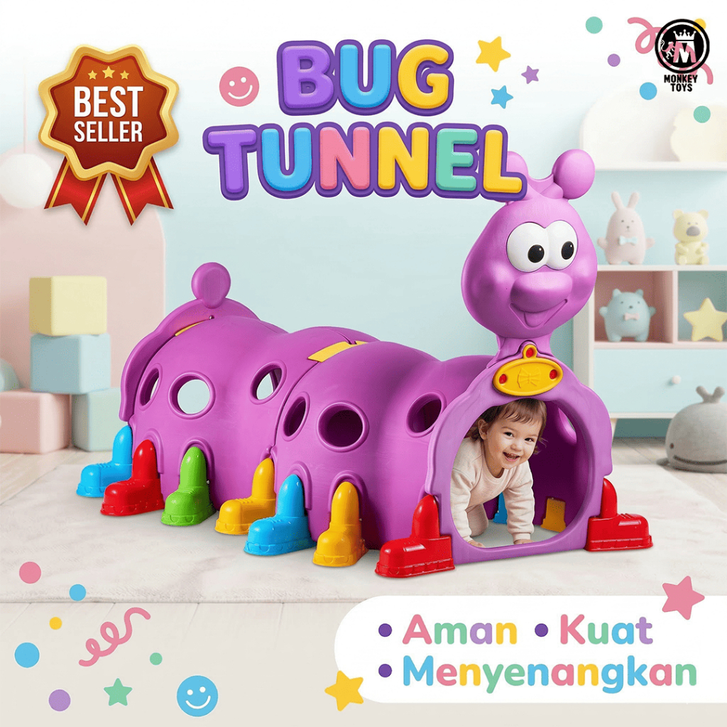 MMonkeyToys Terowongan Bug Tunnel Playground Terowongan Bug Mainan Anak