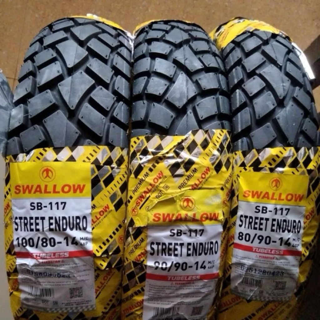 BAN SWALLOW SB-117 - TUBELESS (80/90 - 90/90 - 100/80) RING 14 STREET ENDURO BAN LUAR MOTOR MATIC DE