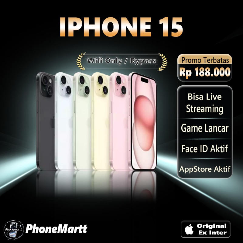 SPayLater IPHONE 15 ONLY WIFI 128GB/256GB SECOND FULLSET Second HandPhone Garansi 1 Bulan