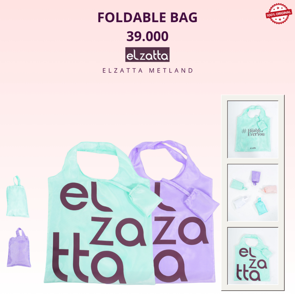 Elzatta Foldable bag tas belanja wanita polos Totebag polos Elzatta Foldable bag tas belanja premium